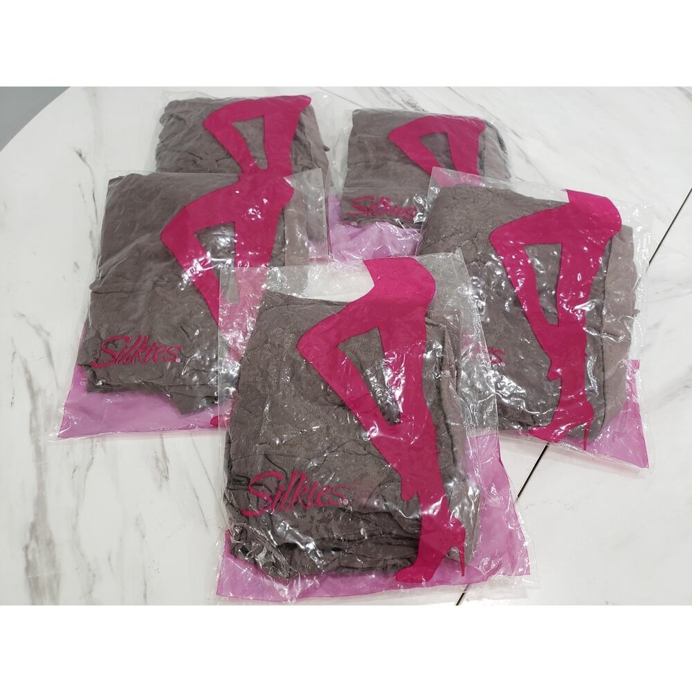 NEW 5 PACKS / 10 PAIR - Silkies Control Top Panty Hose SMALL TAUPE